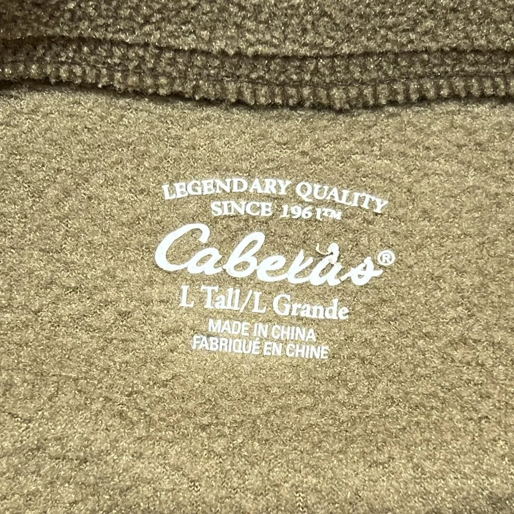 Cabela's Fleece Pullover Mens LT Beige Long Sleeve Crewneck Shirt Outdoor - Picture 4 of 9